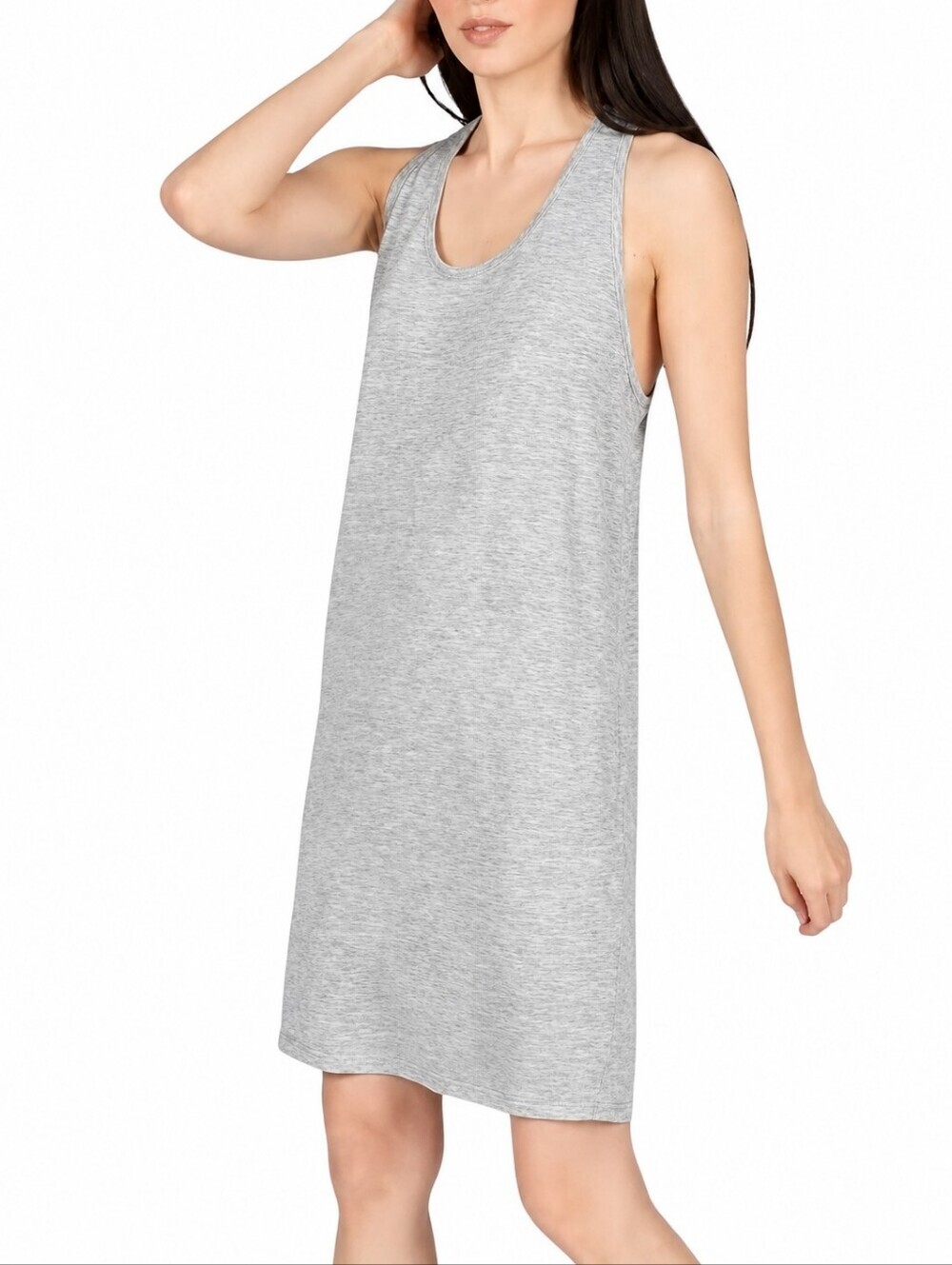 Everlane Women Medium Grey Linen Racerback Tank Midi Dress